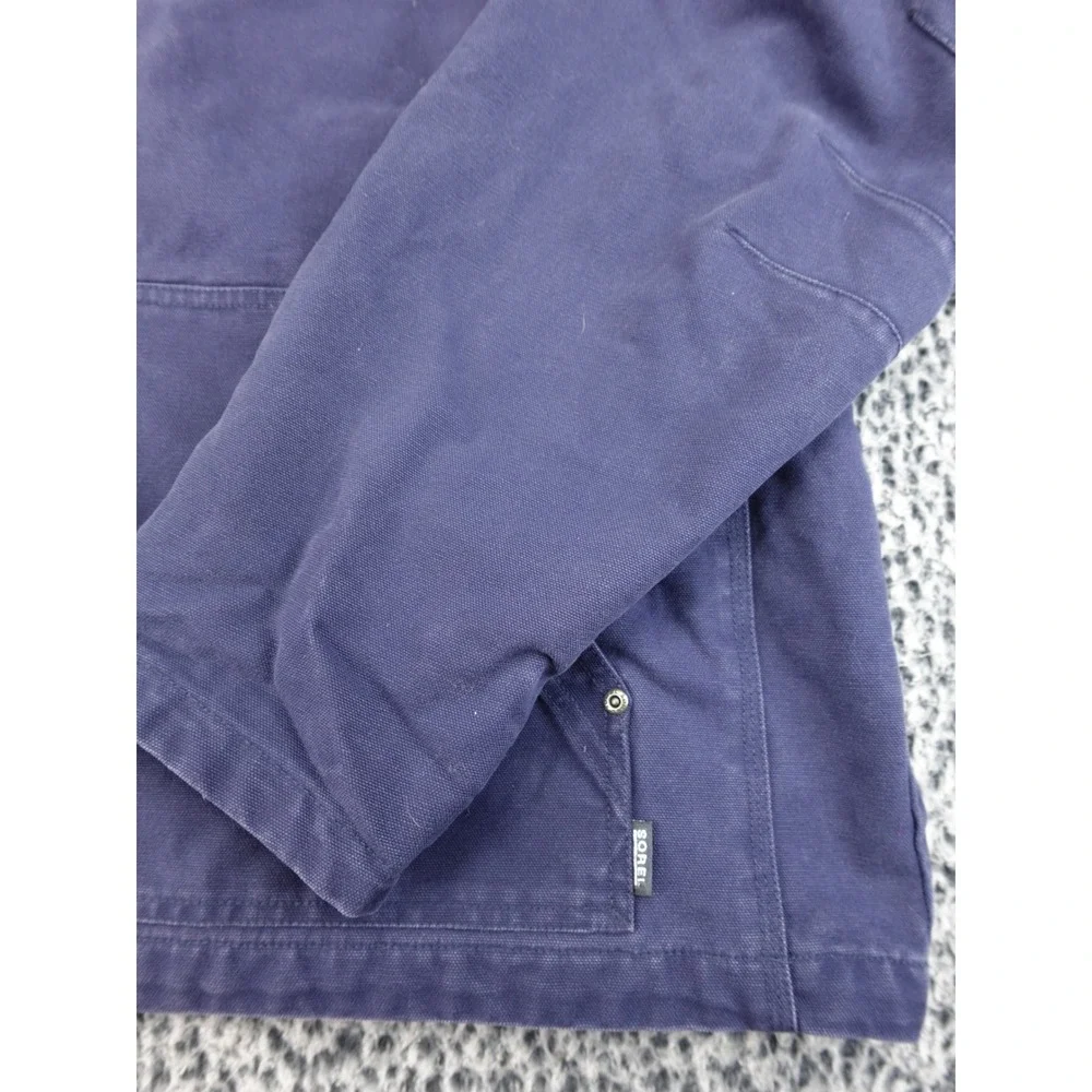 Sorel Canvas Work Jacket Mens XL Blue Duck Hooded Full Zip Distressed Rugged‎